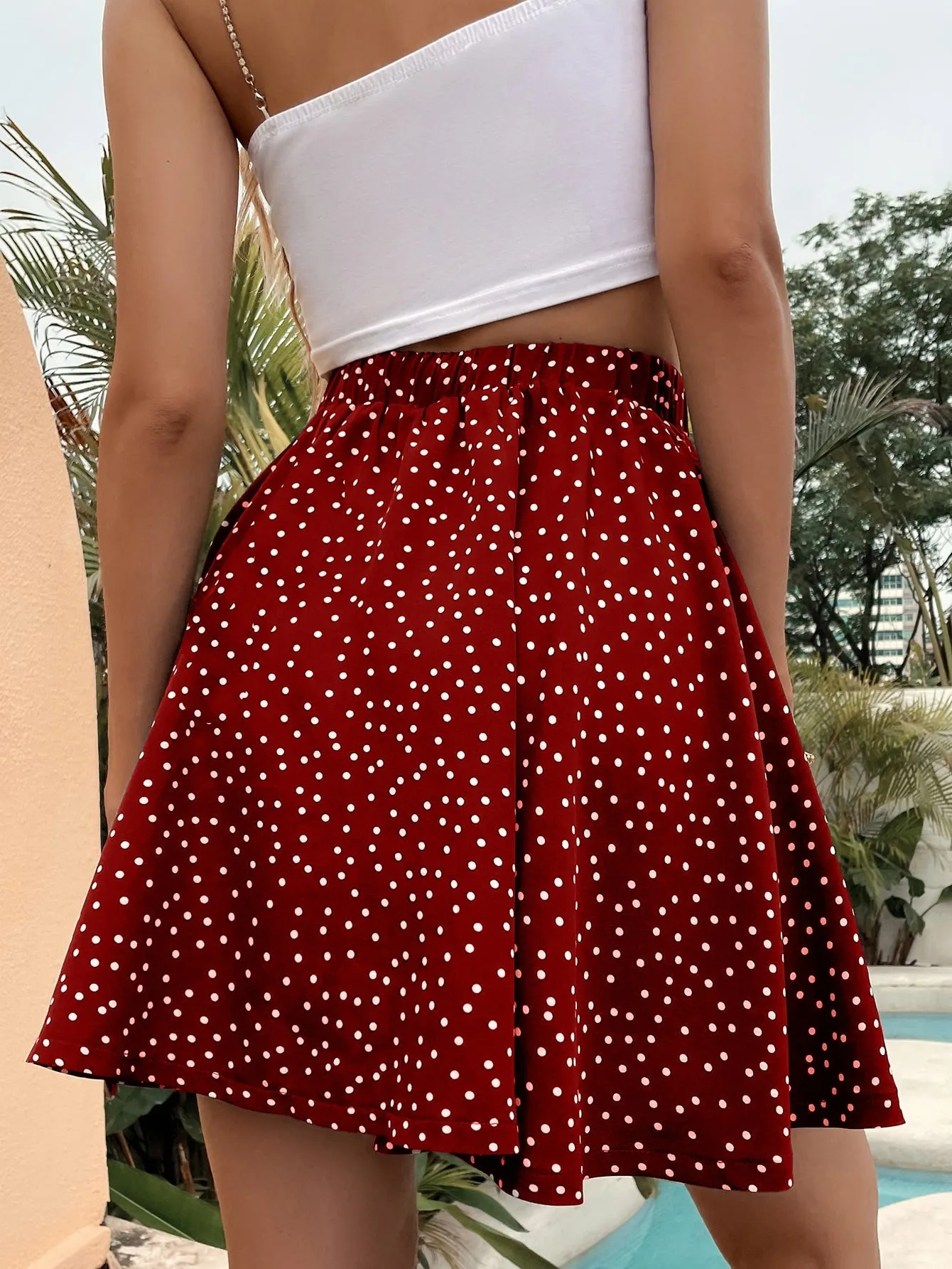 Boho Polka Dot High Waist Short Women Skirt