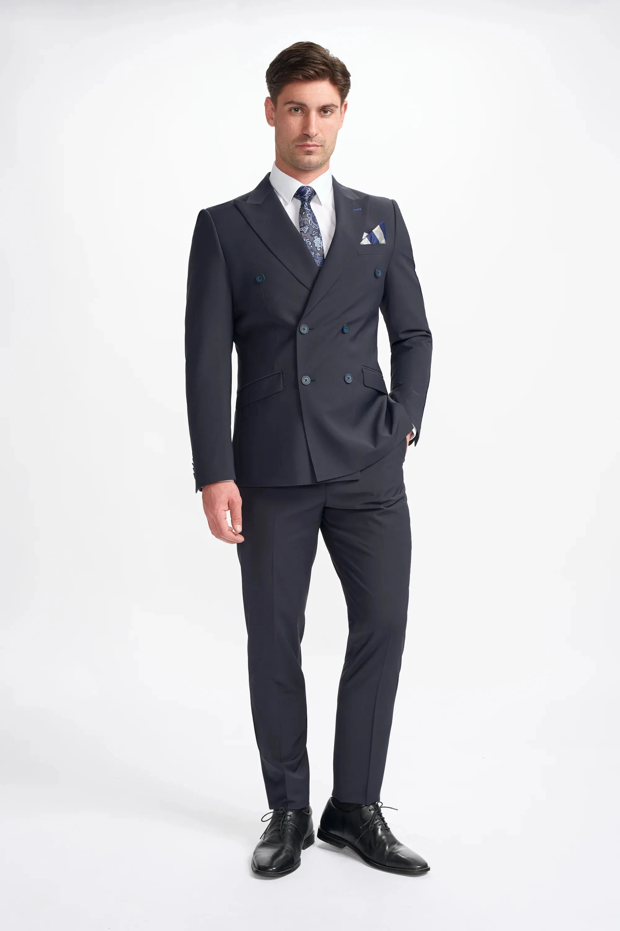 Bond - Men's Dark Navy 2 Piece Double Breasted Suit