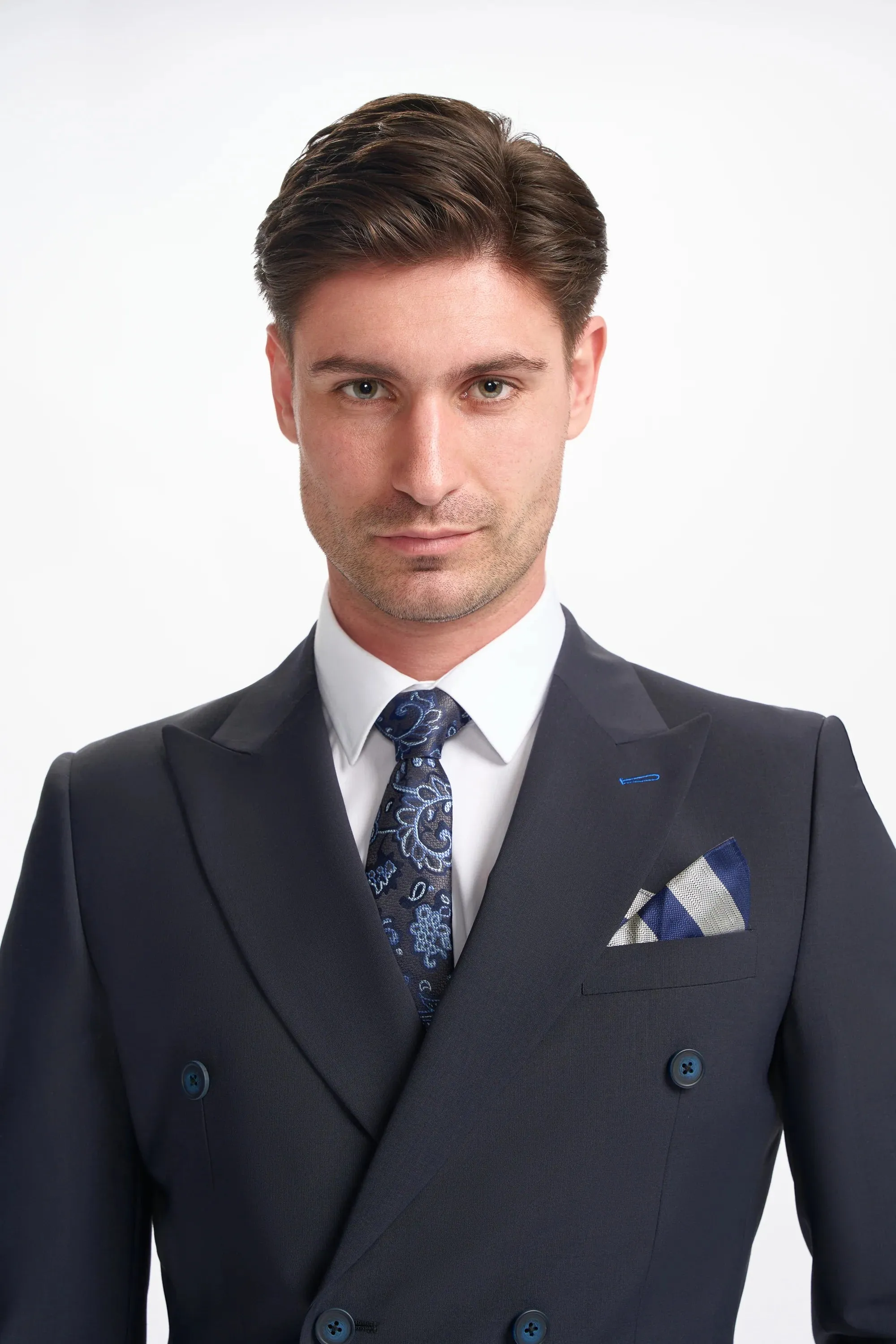 Bond - Men's Dark Navy 2 Piece Double Breasted Suit