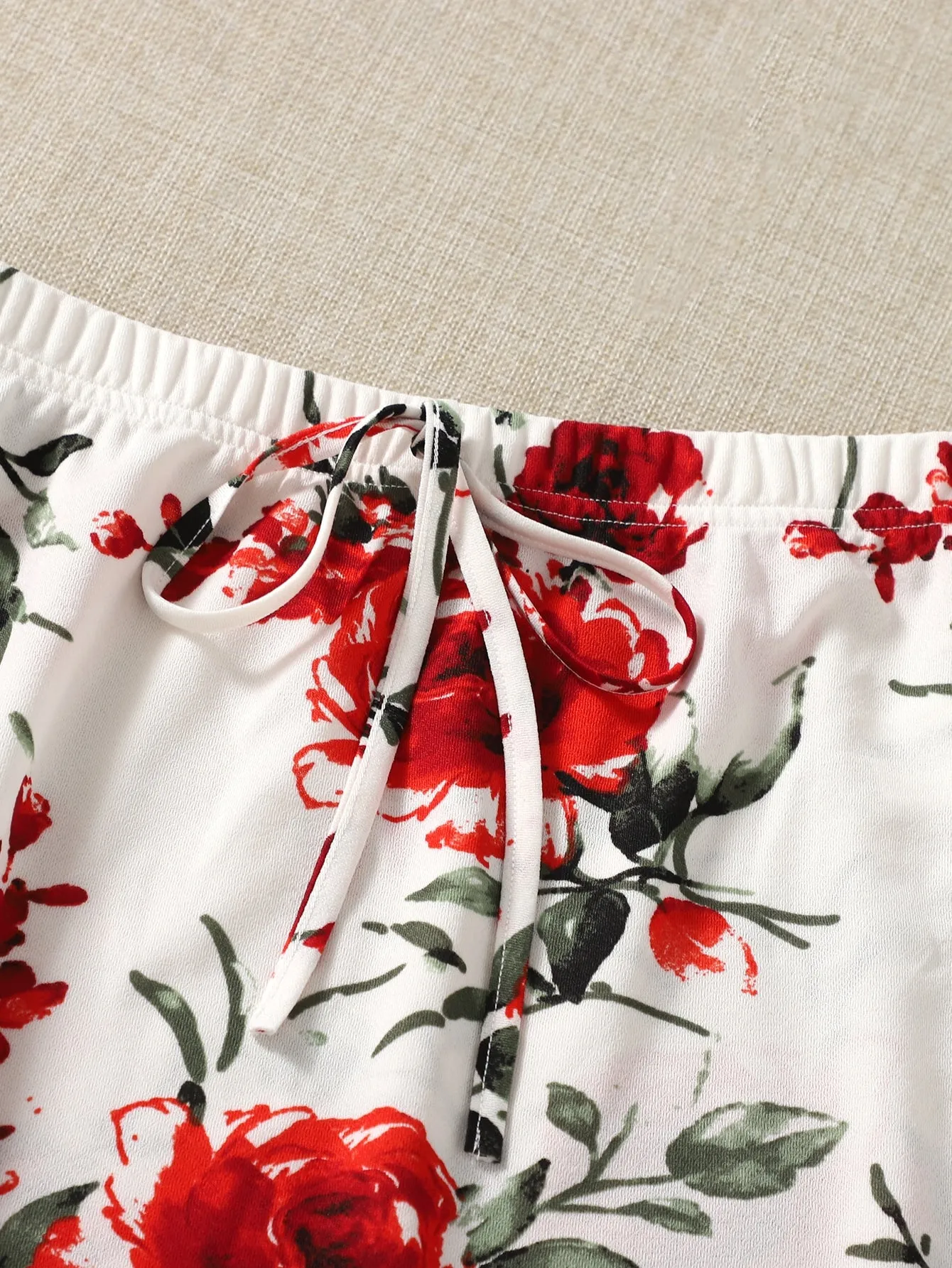 Casual Floral High Low Natural Short Women Skirt