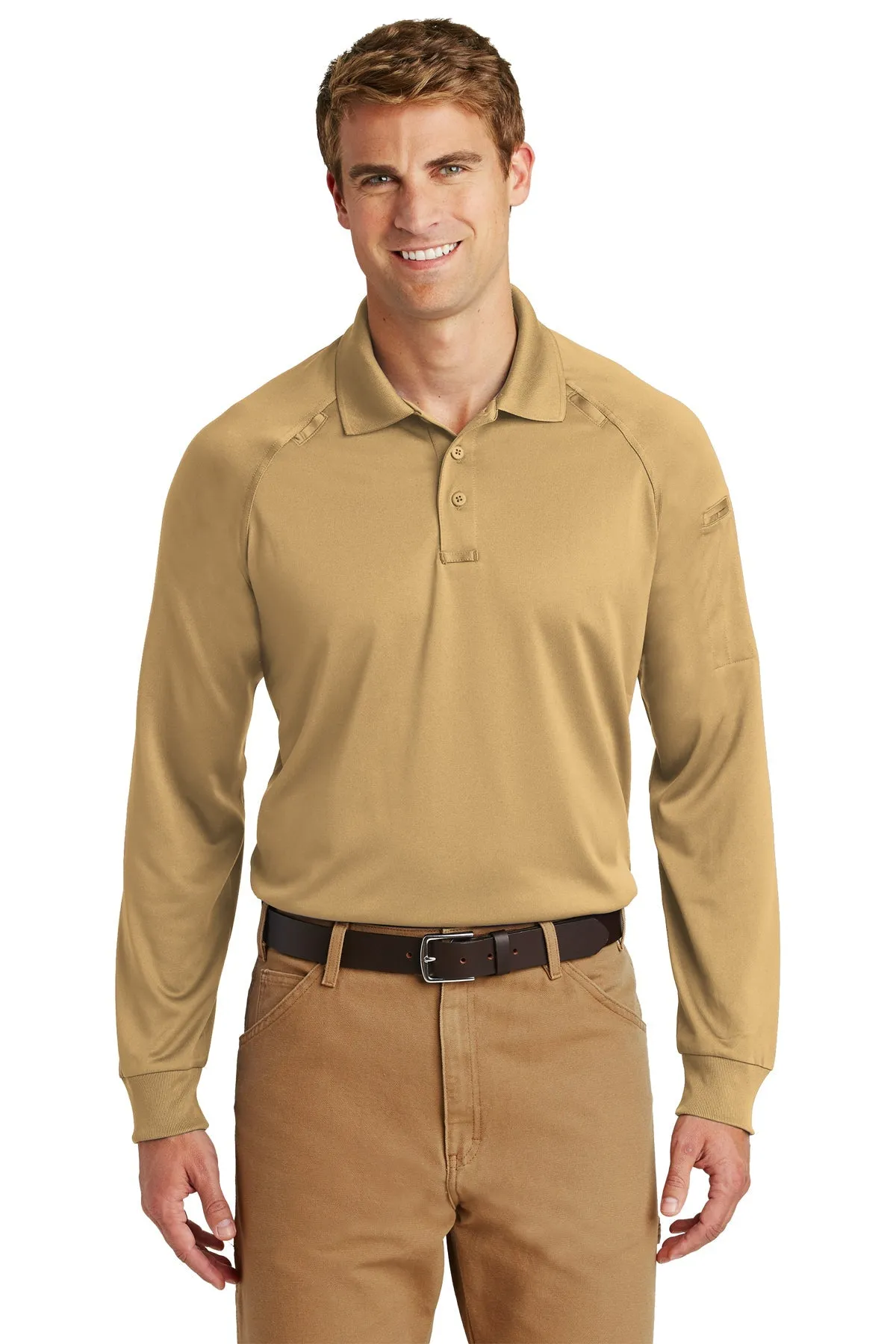 CornerStone Long Sleeve Tactical Polo, Tan