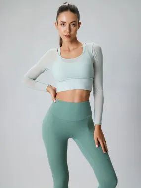 Cyan U Neck Long Sleeve Top