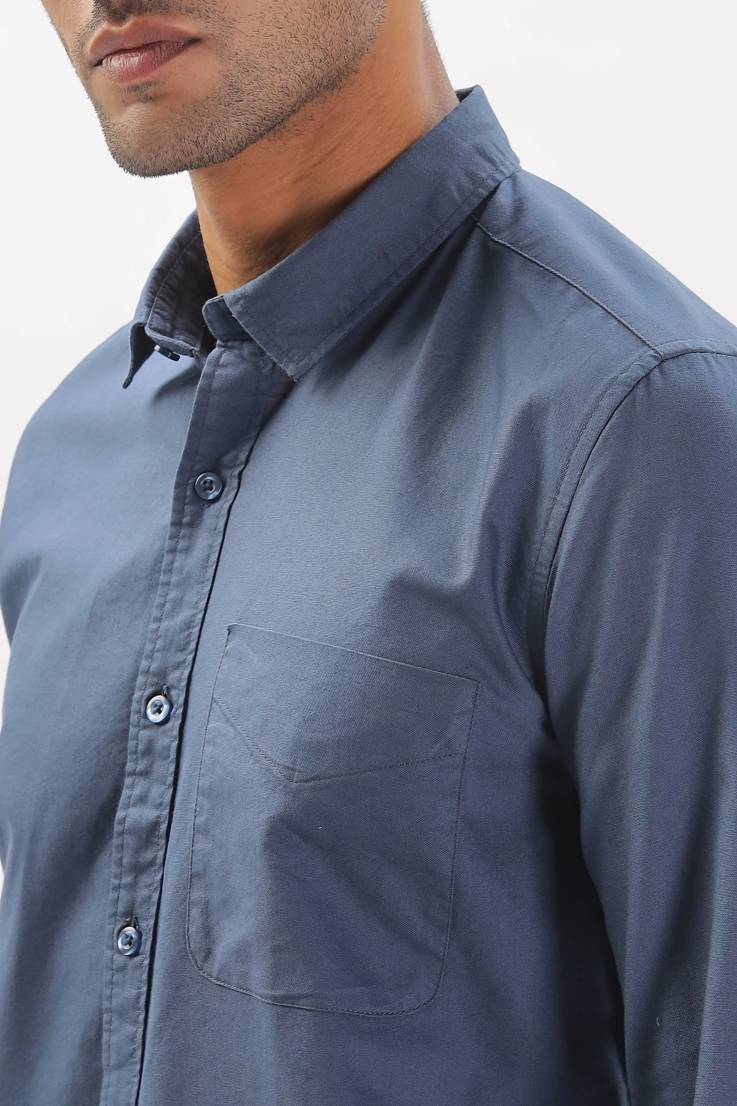 Dark Teal Regular Fit Plain Full Sleeve Shirt