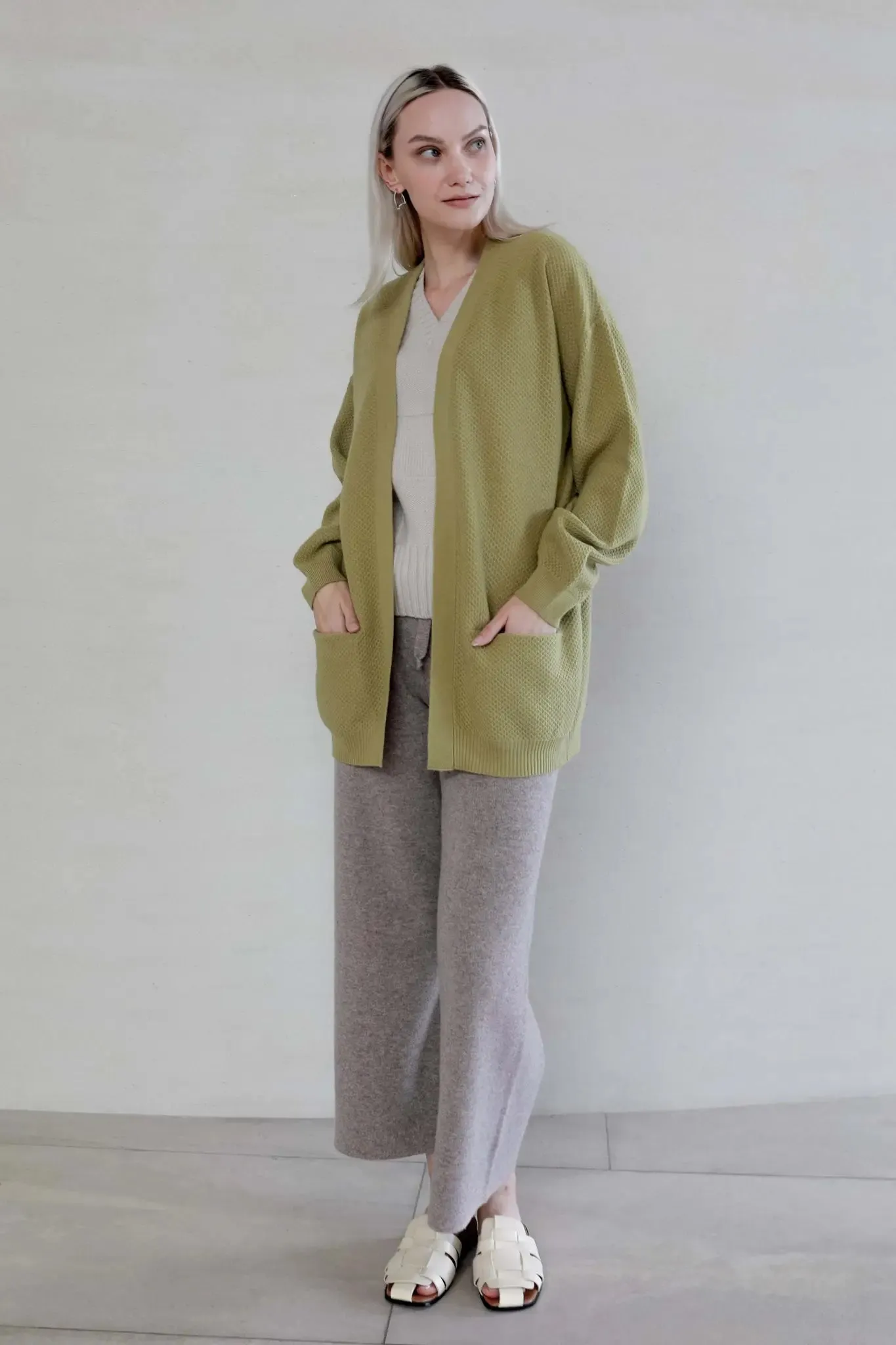 Draped Open Front Cardigan