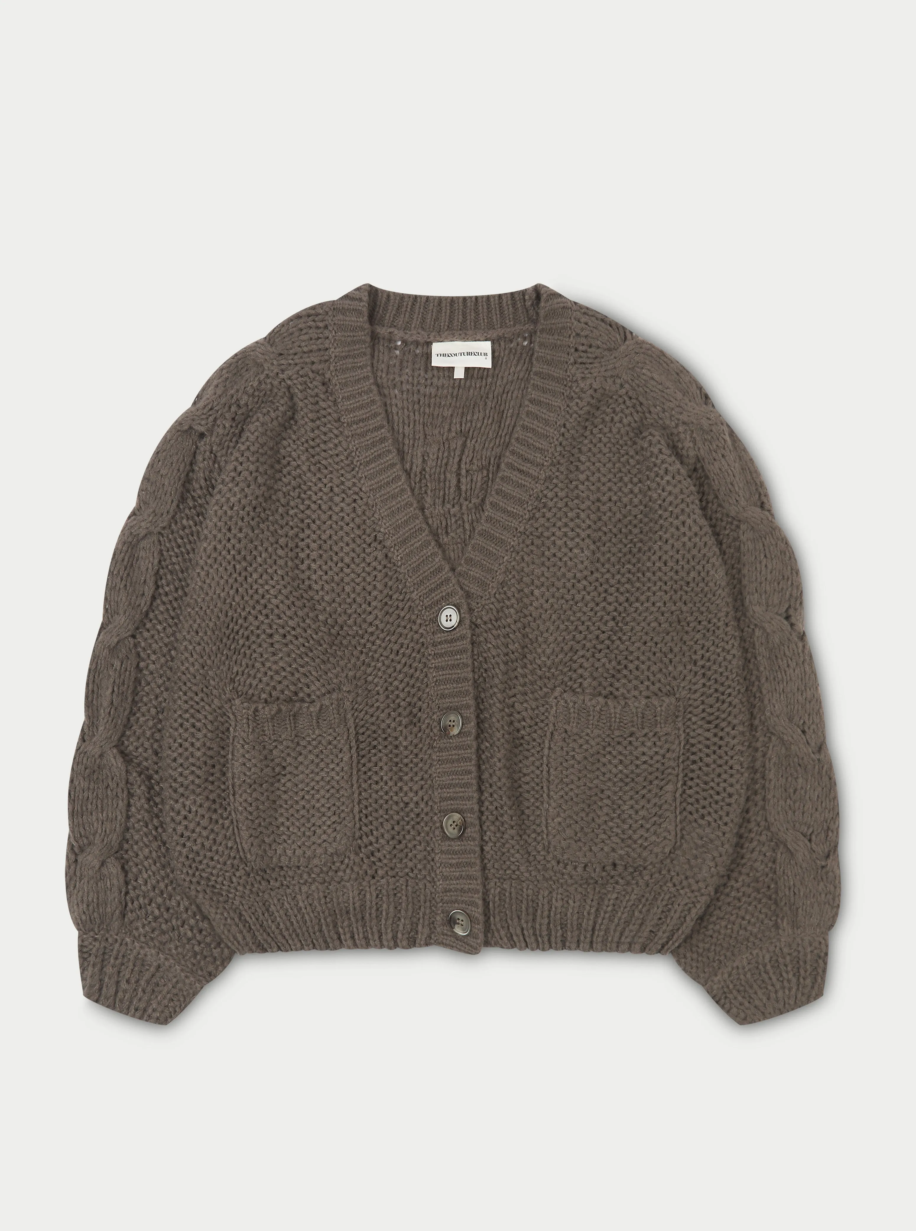 EMBLEM OVERSIZED KNIT CARDIGAN - COCOA