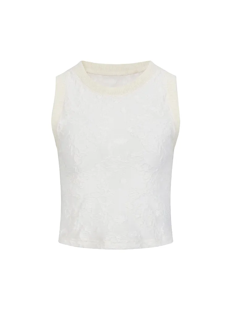 Embroidery Flower No-Sleeve Feminine Tops