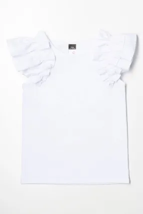 Frill Sleeve Top White