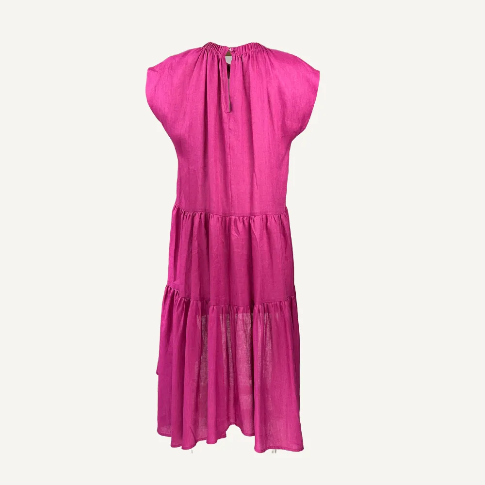 Greek Archaic Kori Long Tiered Dress - Pink