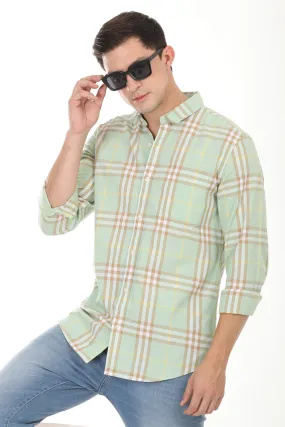 Gridline Checkered Shirt - Light Green