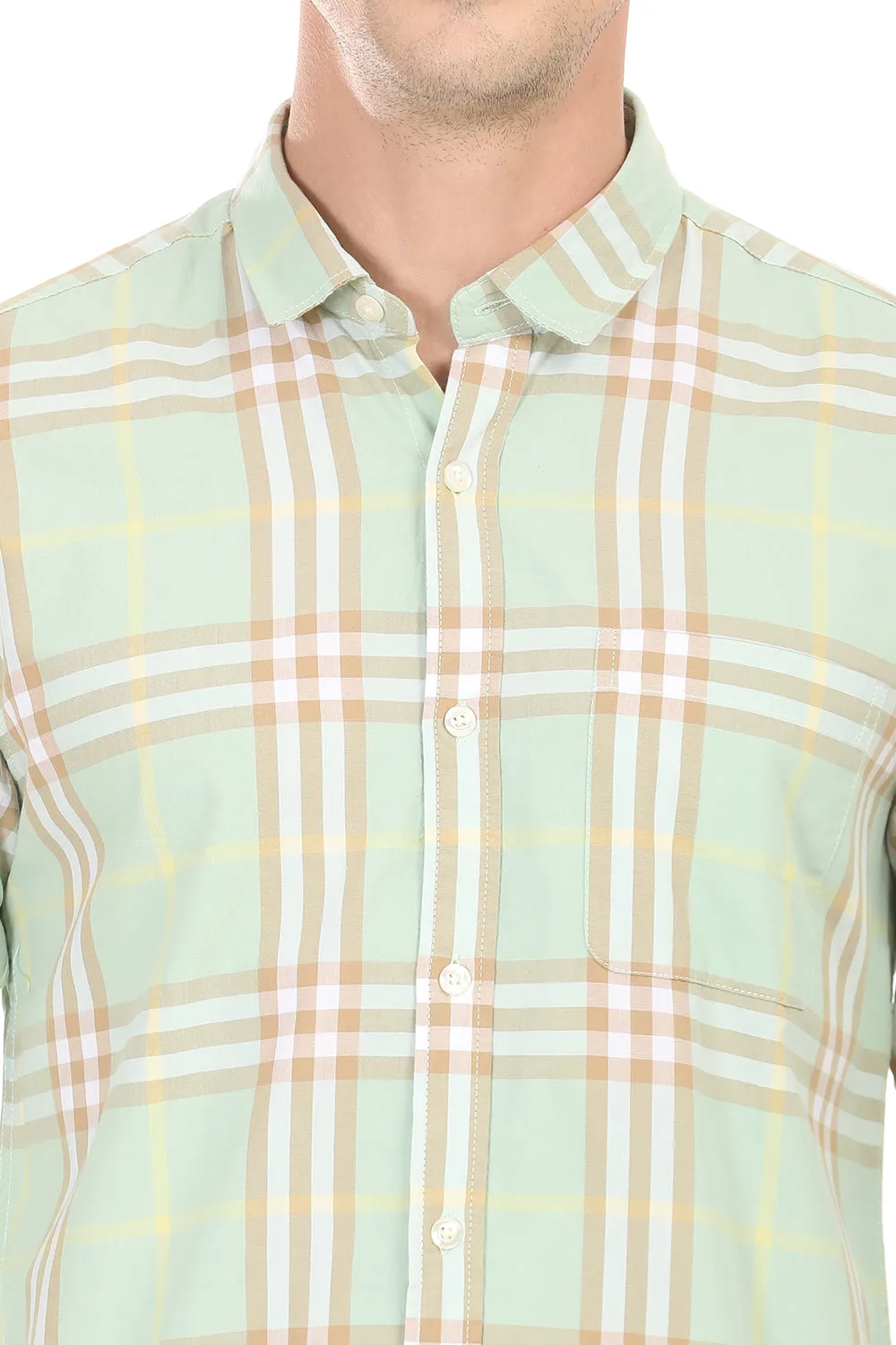 Gridline Checkered Shirt - Light Green