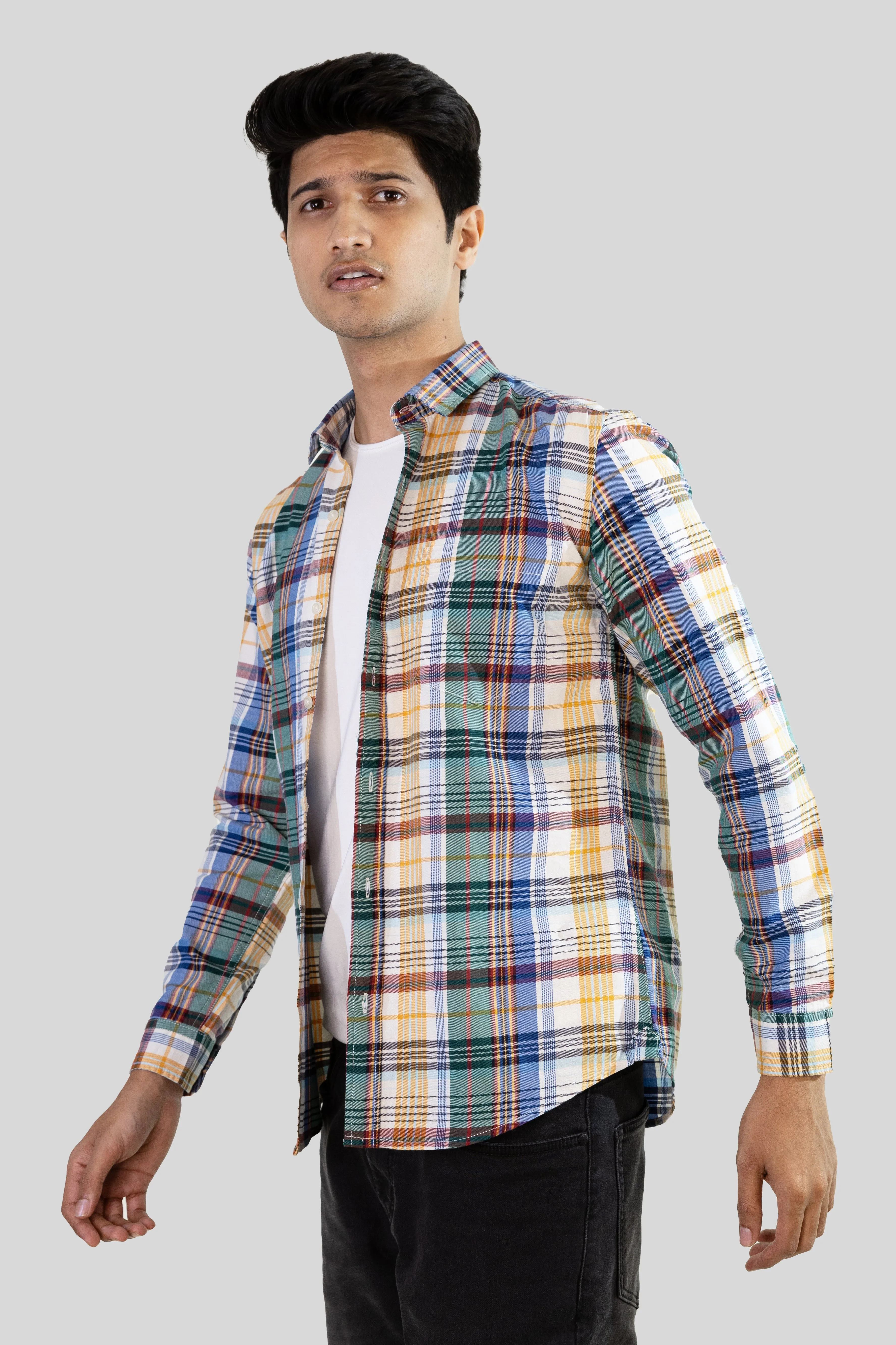 Gridline Checkered Shirt - Yellow