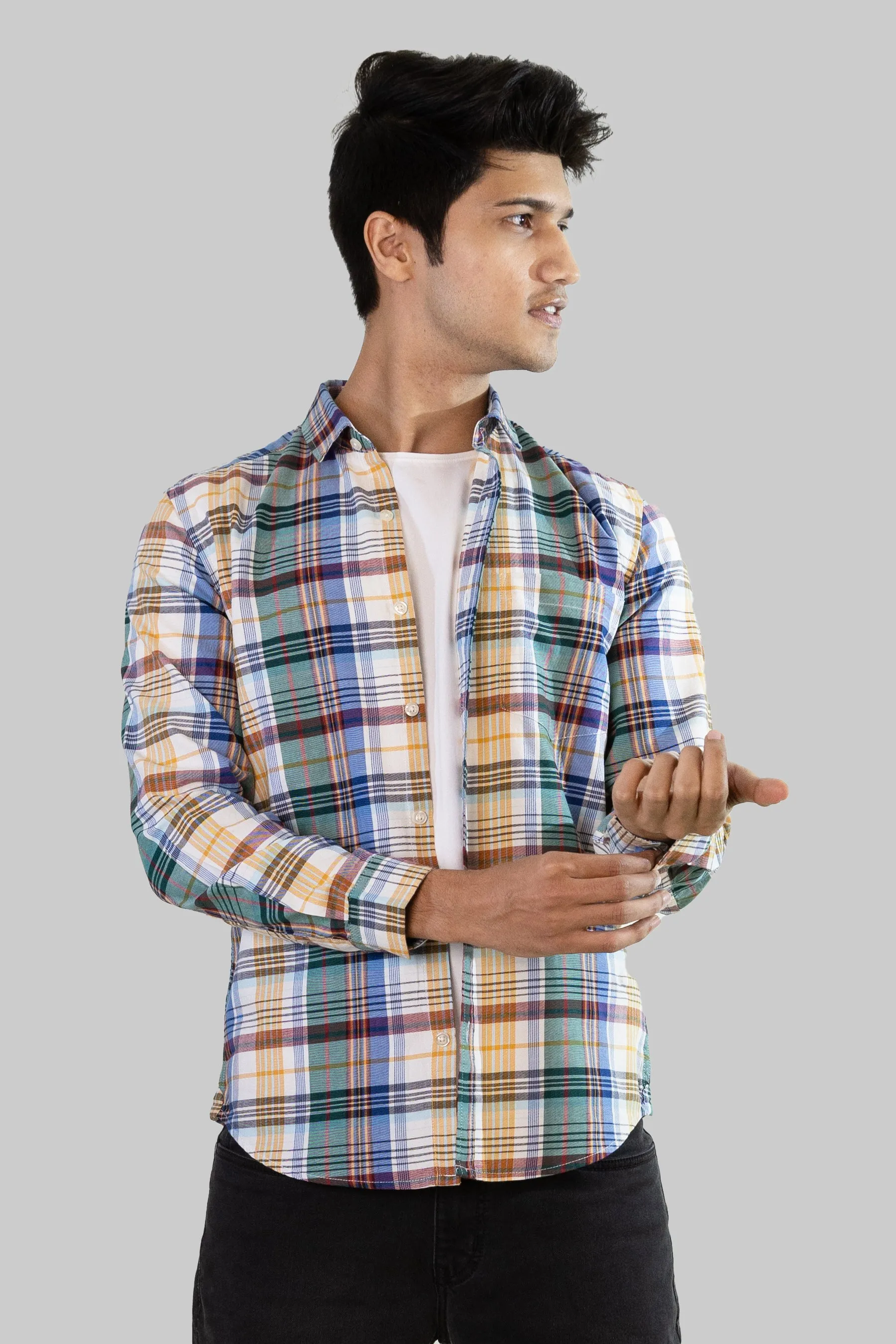 Gridline Checkered Shirt - Yellow