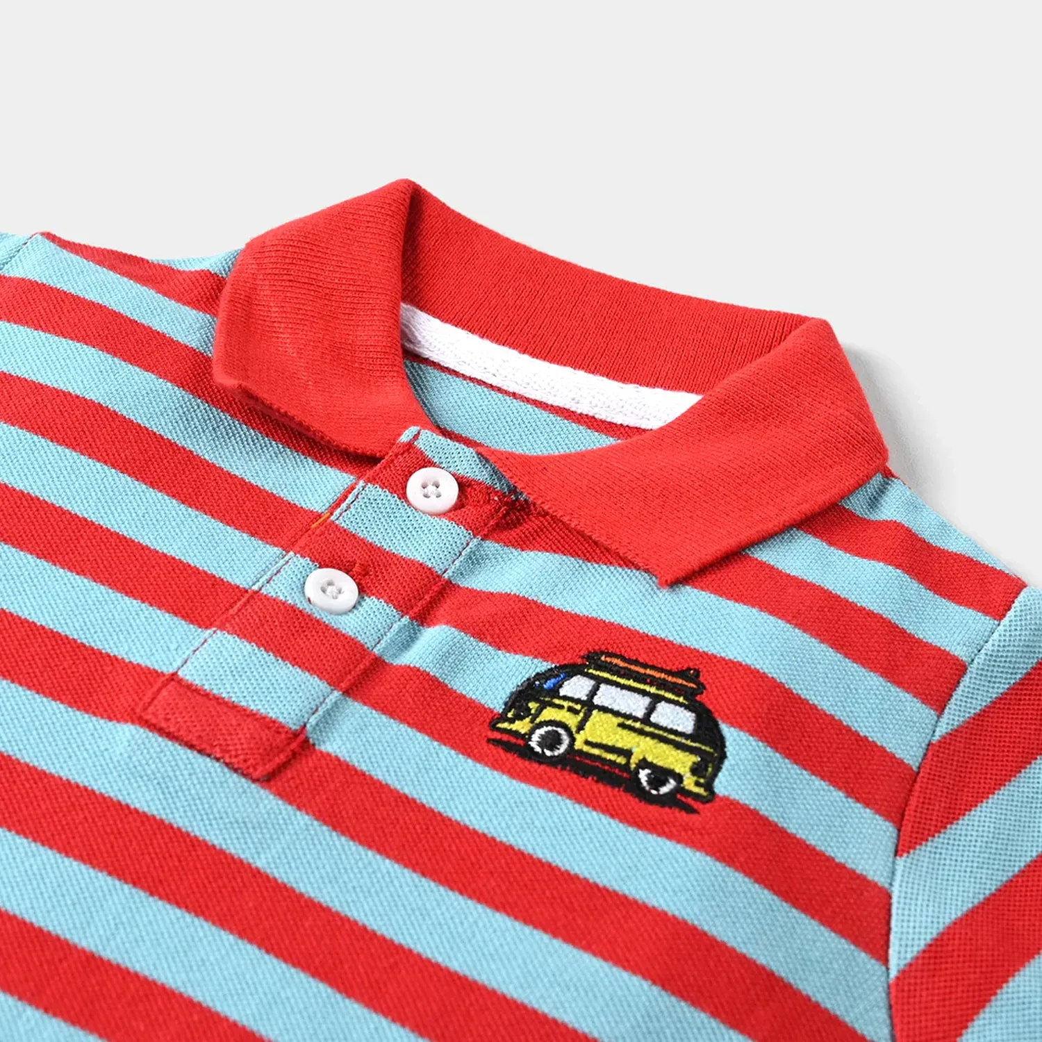 Infant Boys Cotton PK Polo Bus-F. Scarlet