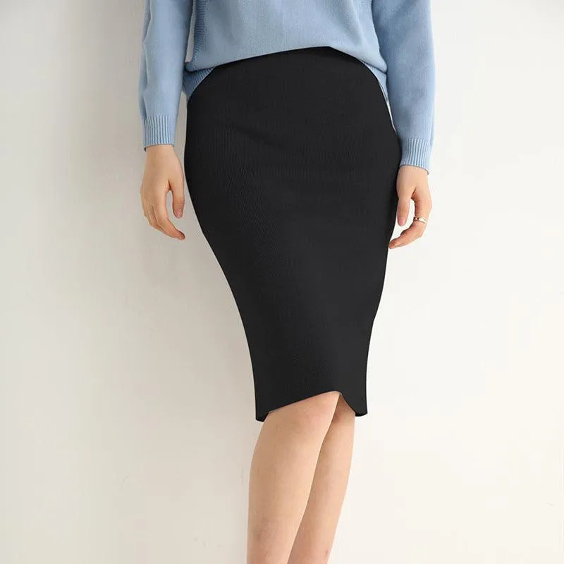 Knitted skirt wrap hip skirt