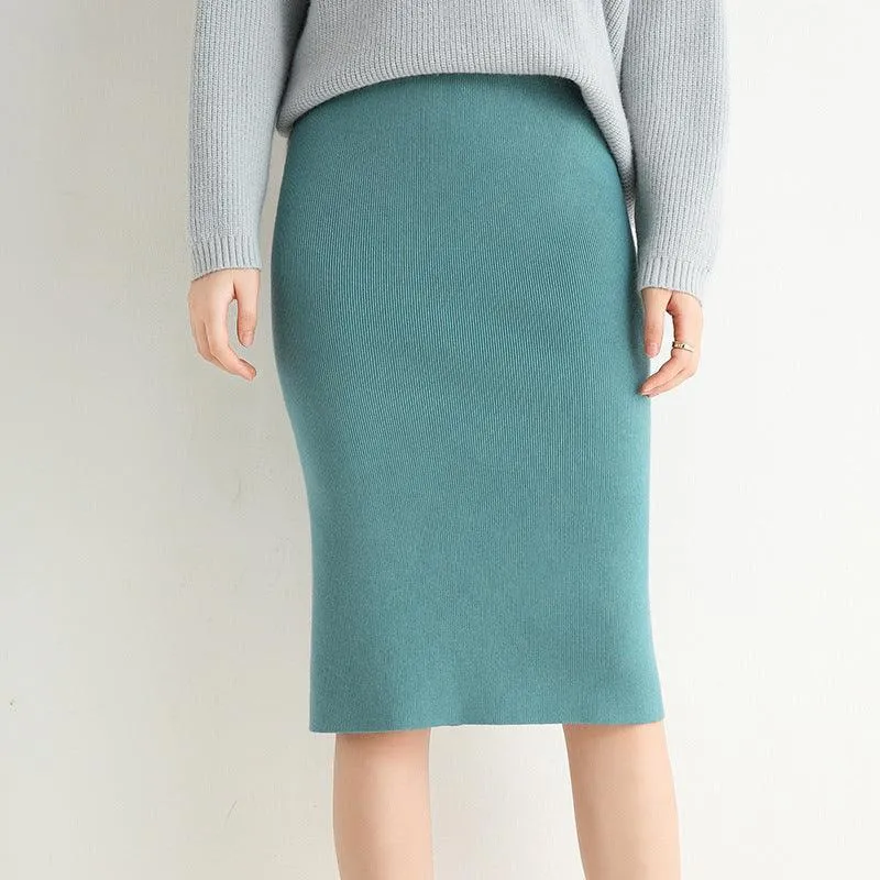 Knitted skirt wrap hip skirt