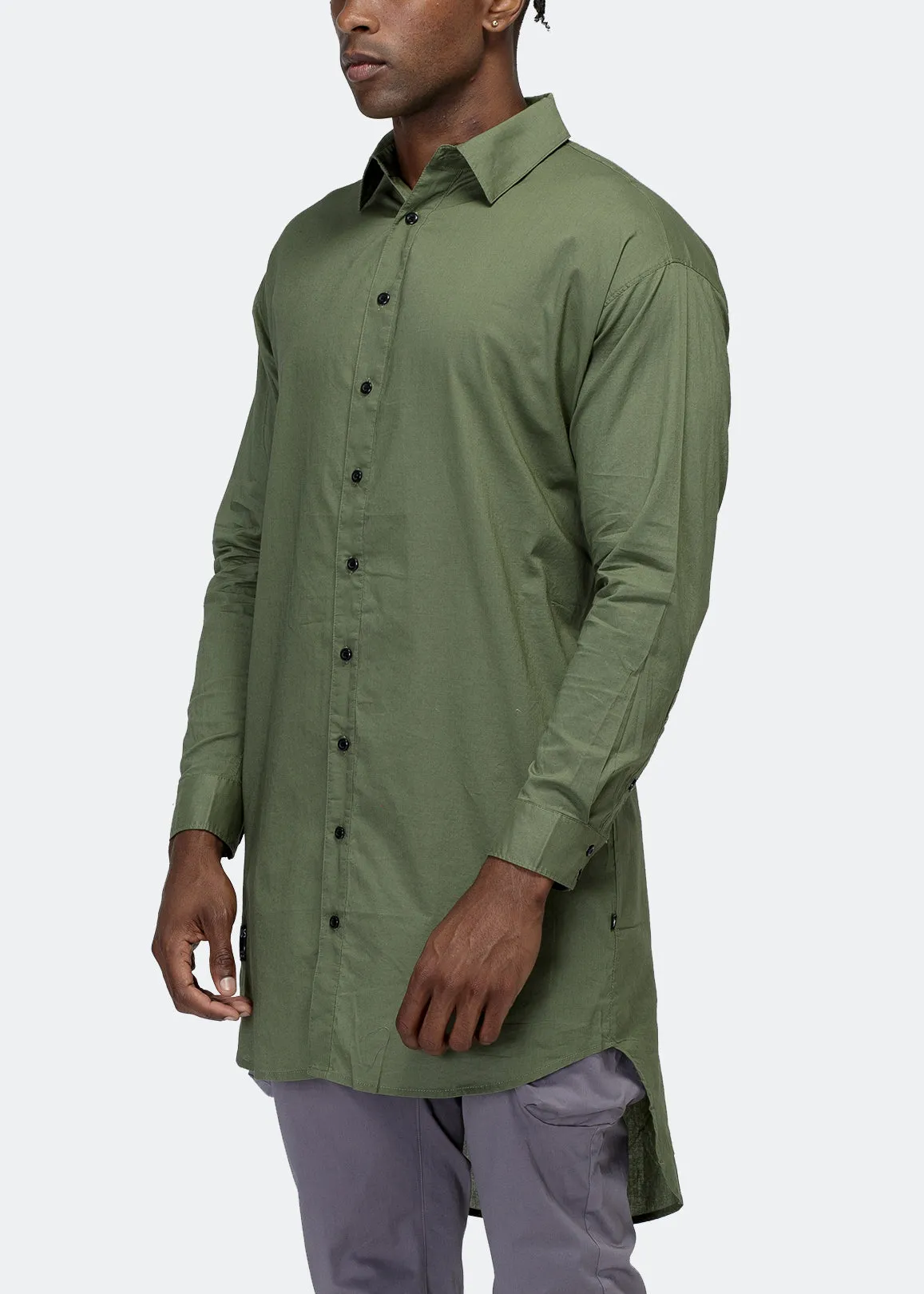 Konus Men's Elongated Button Up Shirt