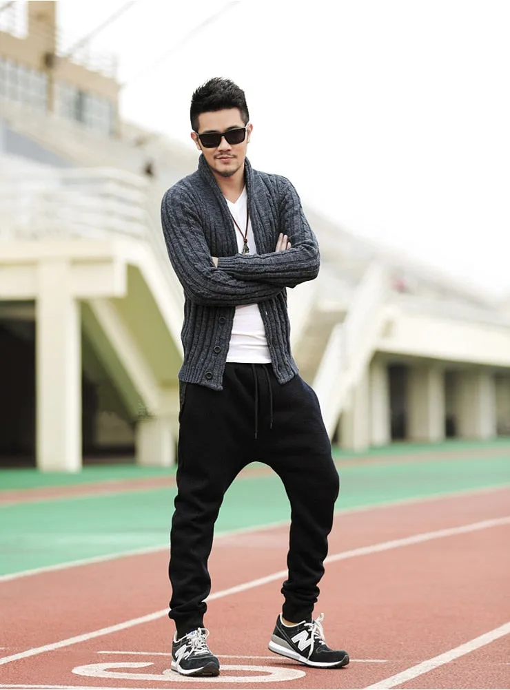 Men's Winter Retro Warm Woolen Knitted Slim Cardigan