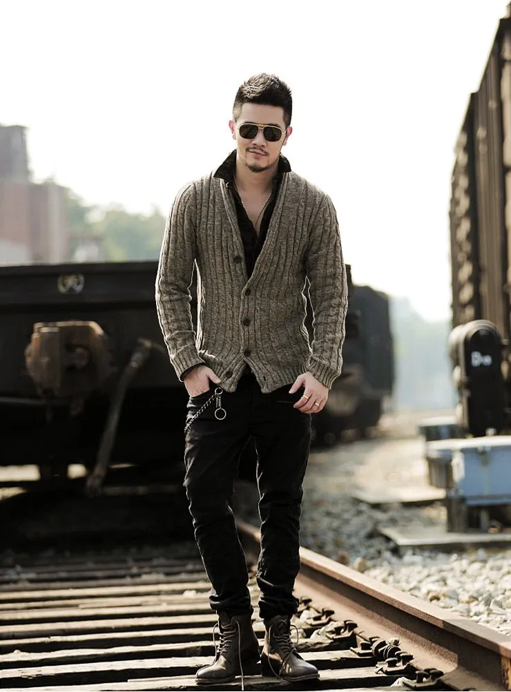 Men's Winter Retro Warm Woolen Knitted Slim Cardigan