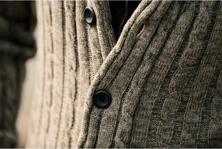 Men's Winter Retro Warm Woolen Knitted Slim Cardigan