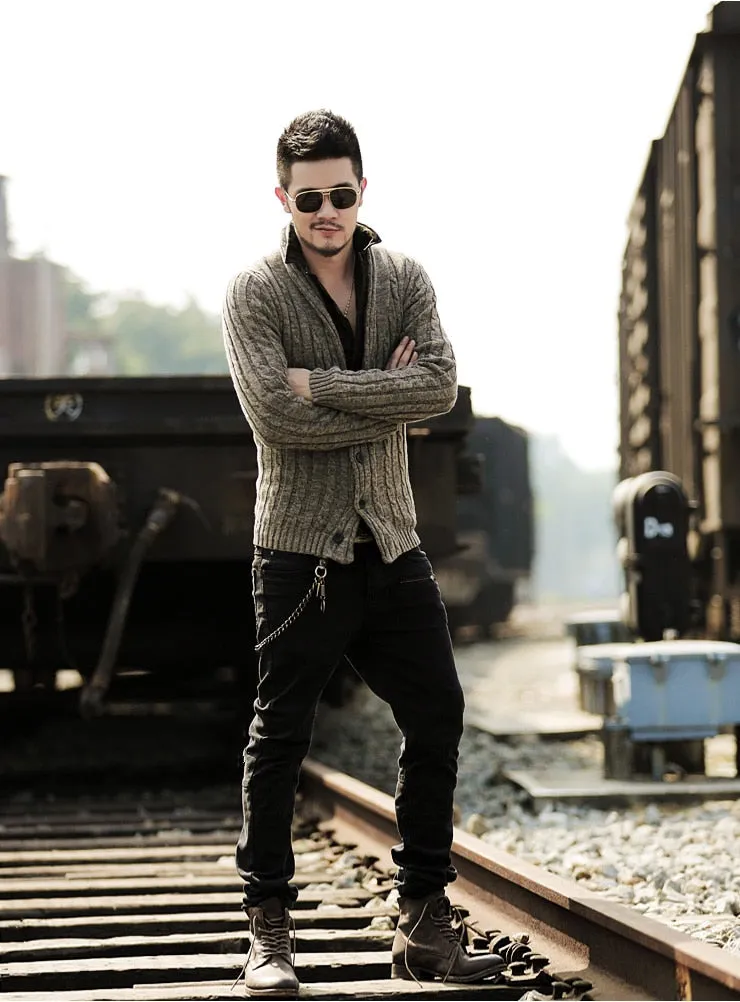 Men's Winter Retro Warm Woolen Knitted Slim Cardigan