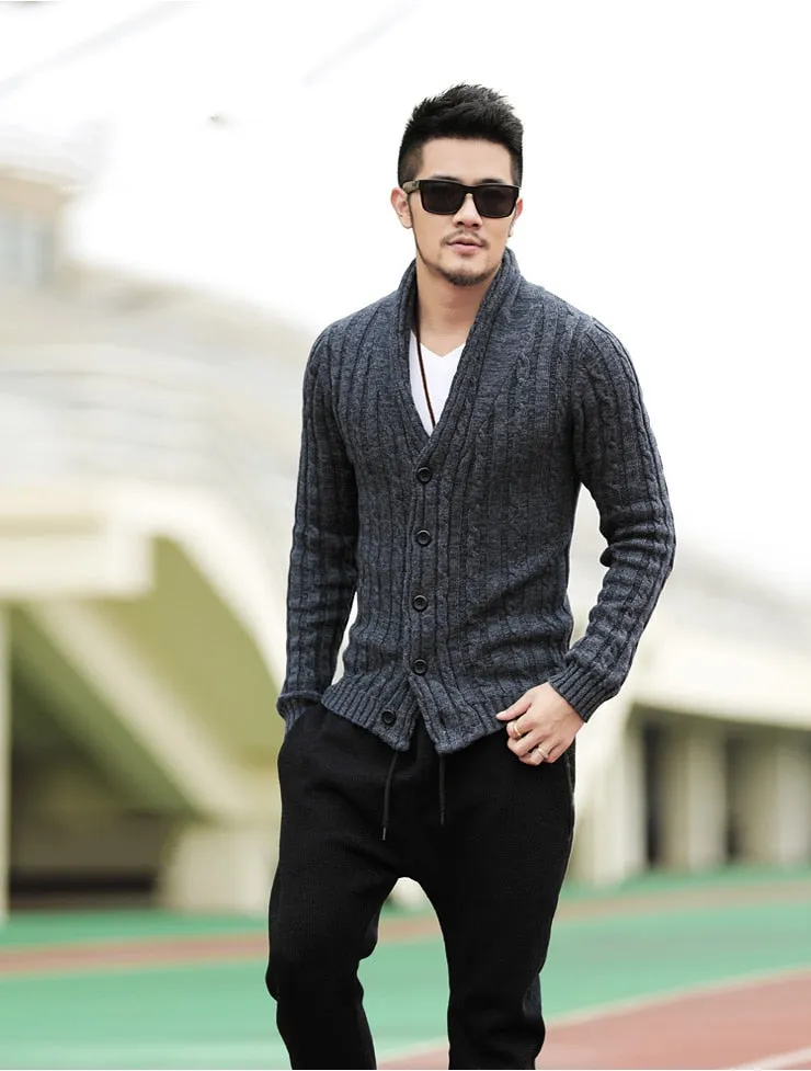 Men's Winter Retro Warm Woolen Knitted Slim Cardigan