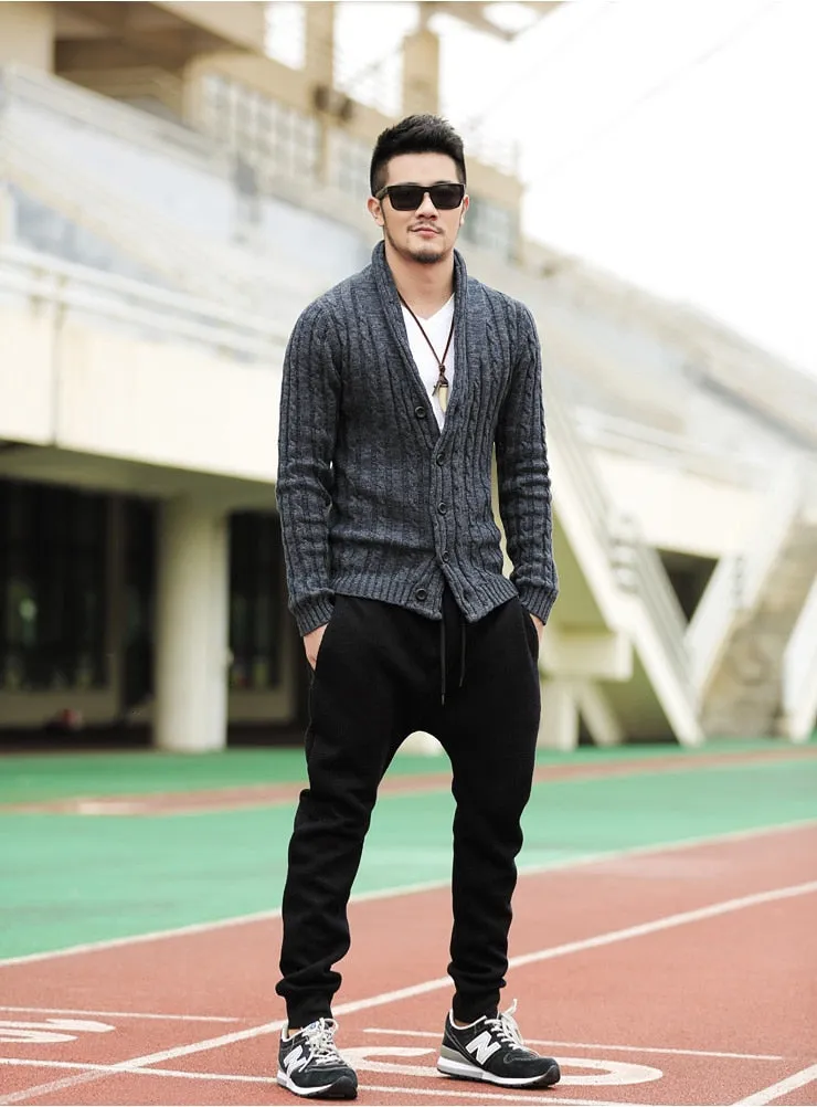 Men's Winter Retro Warm Woolen Knitted Slim Cardigan