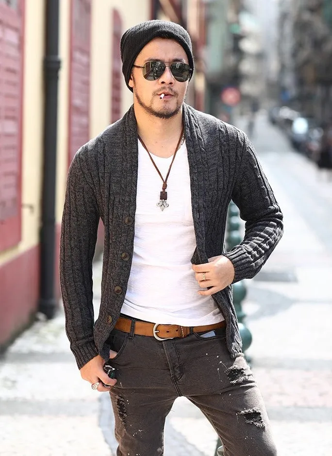 Men's Winter Retro Warm Woolen Knitted Slim Cardigan