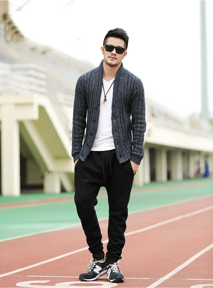 Men's Winter Retro Warm Woolen Knitted Slim Cardigan