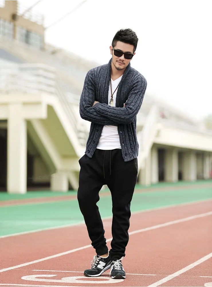 Men's Winter Retro Warm Woolen Knitted Slim Cardigan