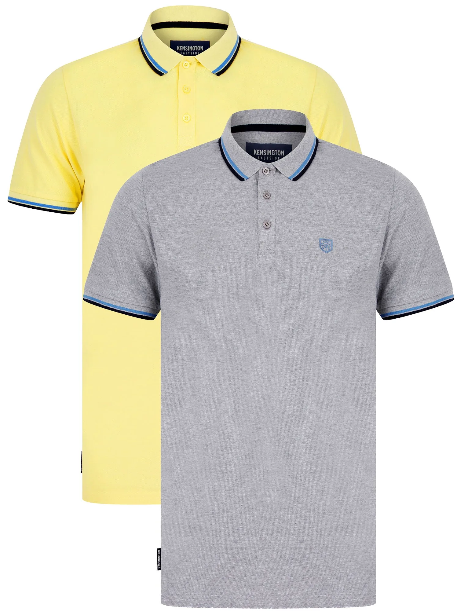 Moore (2 Pack) Cotton Pique Polo Shirt in Light Grey Marl / Sunlight - Kensington Eastside