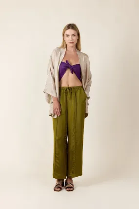 Olive Relaxed Silk Pants