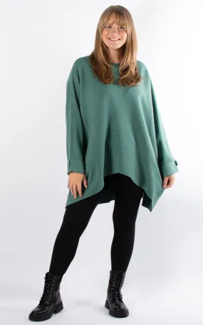 Oversized Ribbed Hi-Lo Jumper | Sea Green