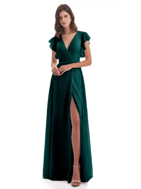 Peacock Color Bridesmaid Dresses Hope Charming V Neck Long Chiffon Bridesmaid Dresses