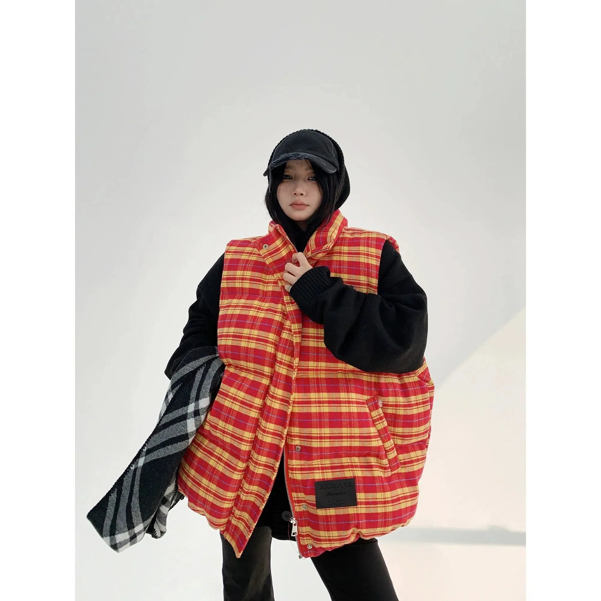 Plaid Thick Warm Cotton Vest