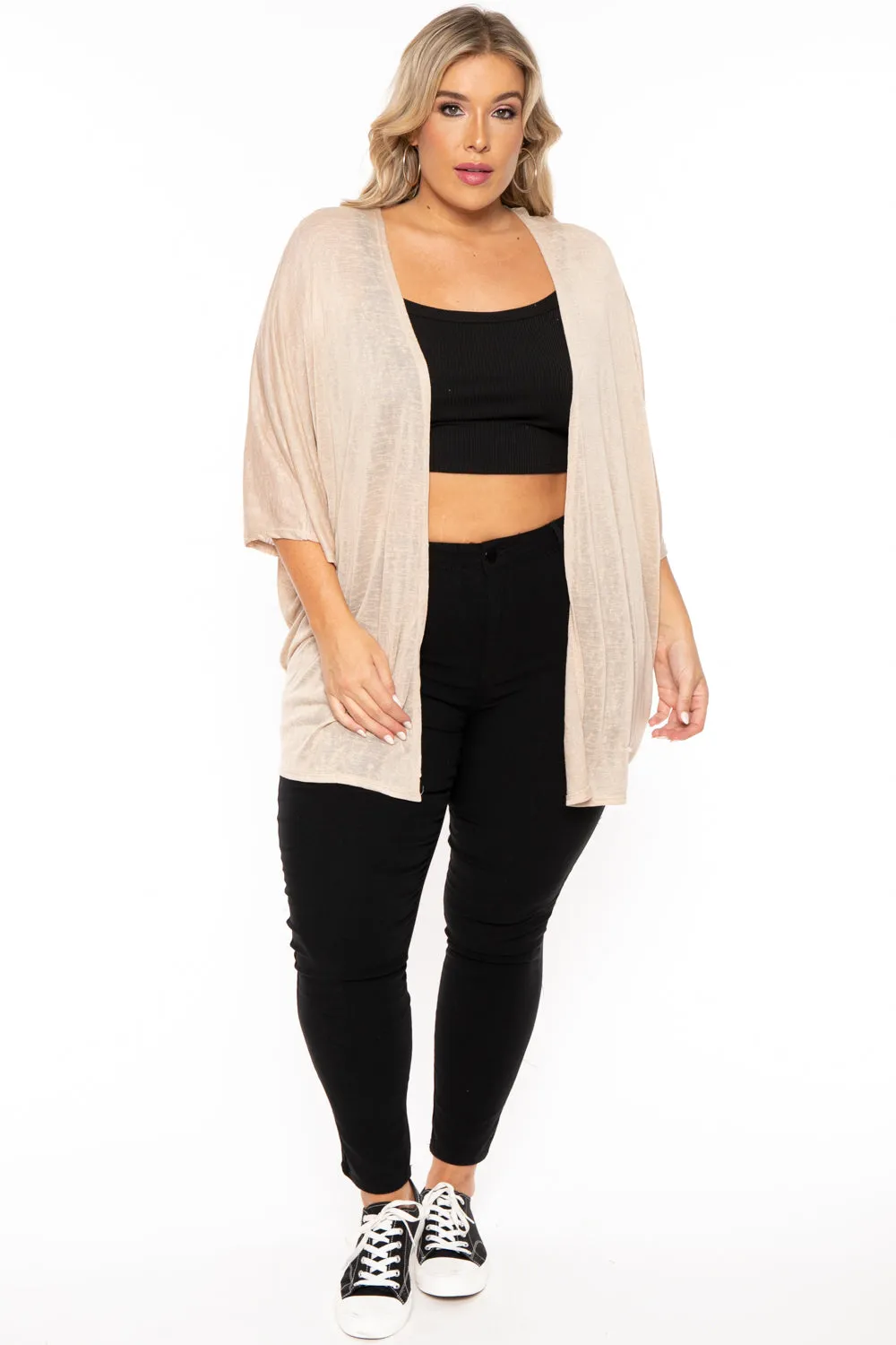 Plus Size Cozy Vibes Cardigan - Taupe