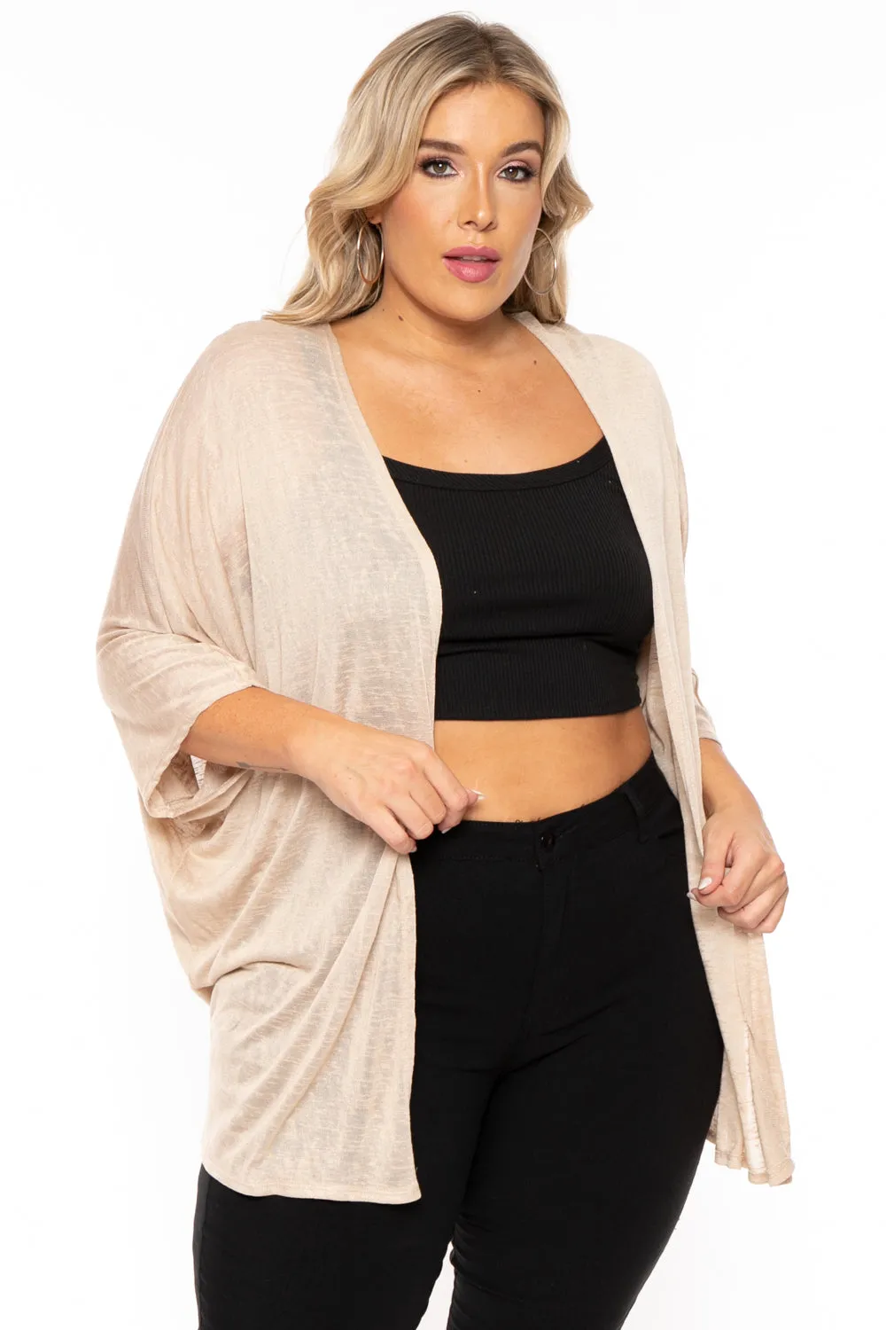 Plus Size Cozy Vibes Cardigan - Taupe