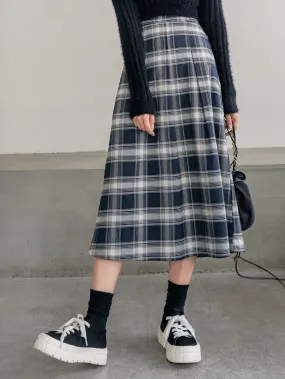 Preppy Plaid High Waist Midi Women Skirt