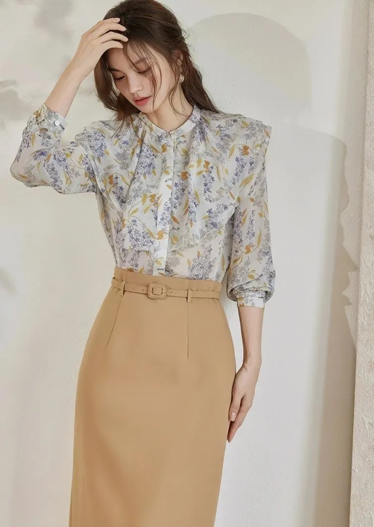 RUFFLE COLLAR FLOWER SHIRT