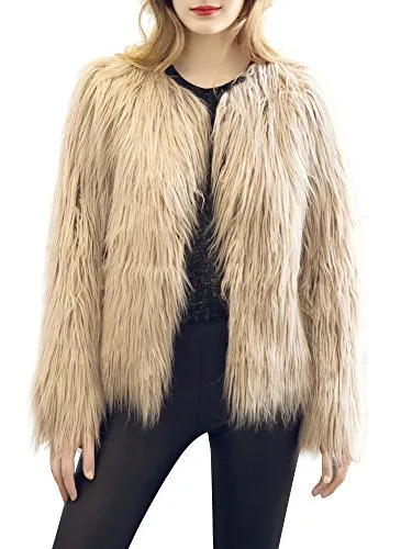 Simplee Apparel Women's Vintage Winter Warm Fluffy Faux Fur Coat Jacket Outwear