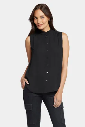 Sleeveless Ruffle Neck Blouse - Black