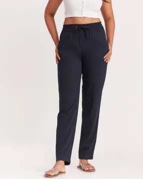 Tapered & Relaxed Fit Drawstring Pants - Navy