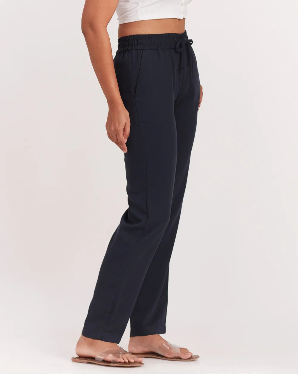 Tapered & Relaxed Fit Drawstring Pants - Navy