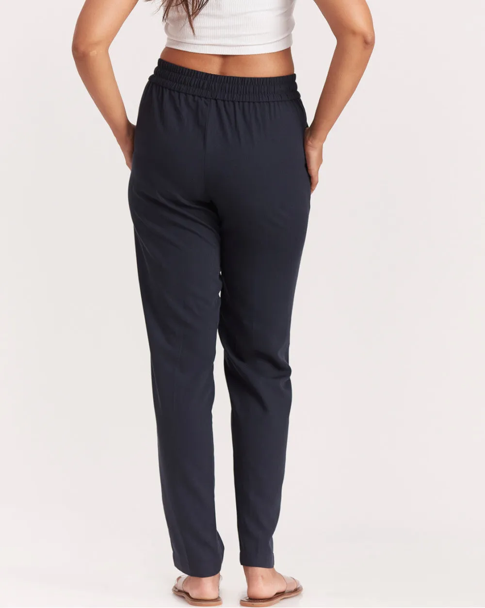 Tapered & Relaxed Fit Drawstring Pants - Navy