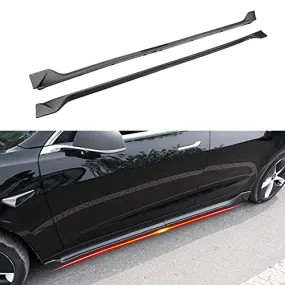 Tesla Model 3 Side Skirts Styling Sports Body Kits Rocker Panels Side Trim Spoiler Side Skirt Extensions For 2017-2021 Tesla Model 3 Accessories (Matte Carbon Fiber Pattern)