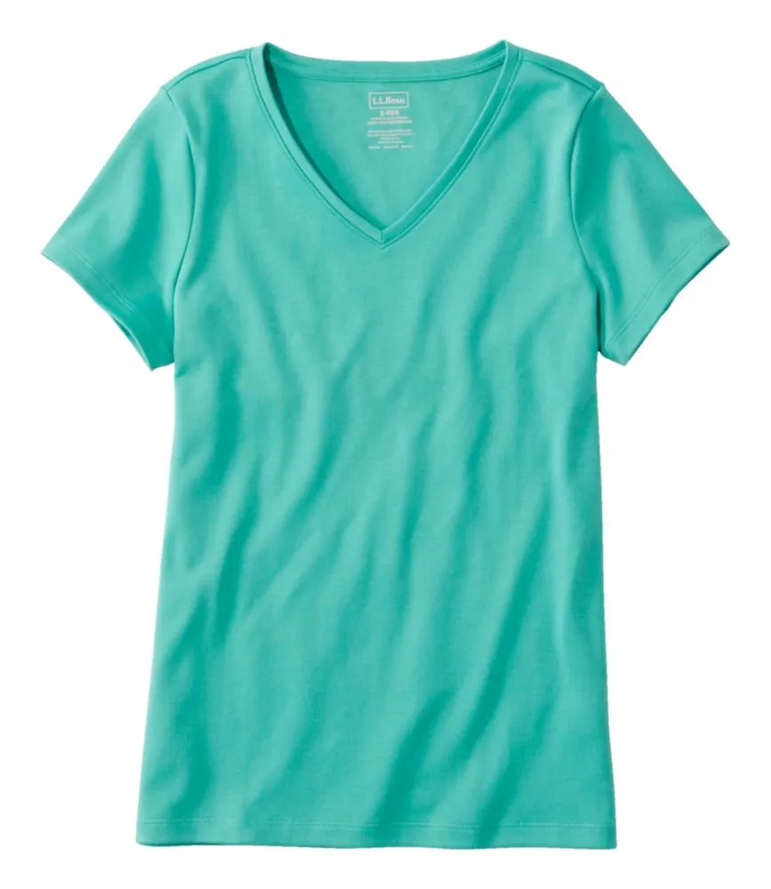 Women's Pima Cotton Shaped V-Neck, Short-Sleeve