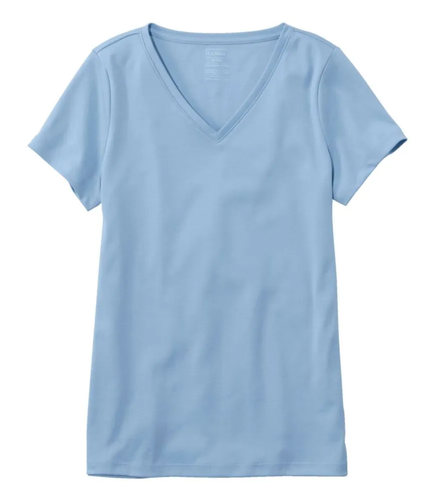 Women's Pima Cotton Shaped V-Neck, Short-Sleeve